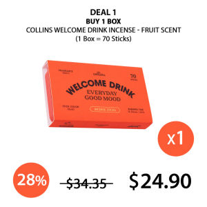 (COLLINS) Welcome Drink Incense - Fruit Scent (1 Box = 70 Sticks ) - COCOMO