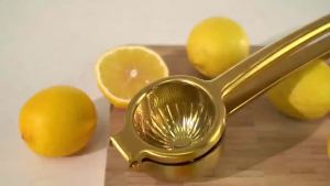 SHIKORI Lemon Squeezer Large Heavy Duty Handhelp Juicer for Lemon Stainless Steel Hand Press Citrus Juicer Lime Squeezer Bar Tool Manual Citrus Press (Gold)