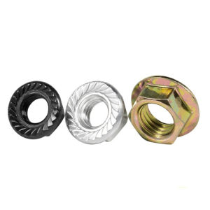 Hexagon Flange Nuts M2 M2.5 M3 M4 M5 M6 M8 M10 M12 M16 Nickel Plated / Black / Color Zinc Carbon Steel Pinking Automatic locking nut DIN6923 Serrated Spinlock