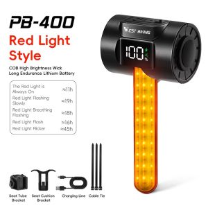 ECILY Bicycle Taillight Power Display Intelligent Sensing Navigation Bike Rear Light Type-C Charging LED MTB Bike Light Navigation lights Dazzling Night Cycling Warning Lights Cycling Equipment WEST BIKING