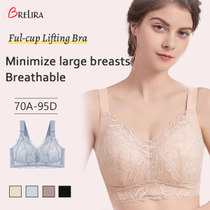 【SINGABRALETTE】Minimizer Bra Full Cup Plus Size High Support Wireless Bralette Anti Sagging Ultra Soft Breathable Light Thin Lingerie Deep U Back