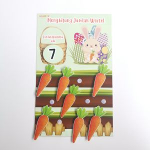 Busy Page Aktifitas Anak Menghitung Wortel Worksheet PAUD Montessori Toys Busy Book Busy Board Pretend Play Mainan Edukasi Puzzle Mainan Tempel Anak Busy Berhitung Angka Menghitung