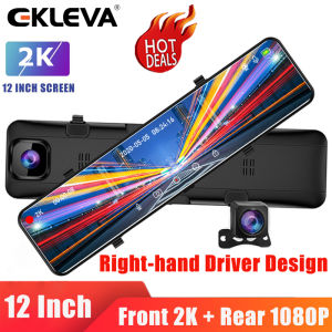 EKLEVA 4K Car Mirror DVR 12 Inch Rearview Mirror Dash Camera Dual lens 1080P Waterproof Rear Camera Video Recorder Night Vision Registrar Special for Right-hand Driver Design