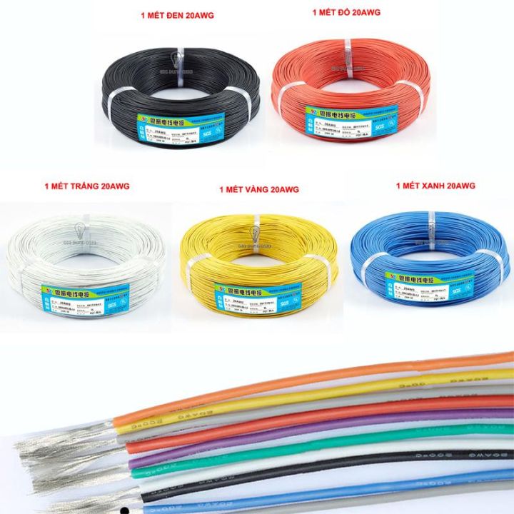 Dây điện chống cháy 20AWG tiết diện 0,5mm vuông - vỏ silicon siêu bền ...