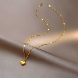 kalung liontin love wanita anti karat selamanya / kalung wanita anti luntur / perhiasan wanita titanium