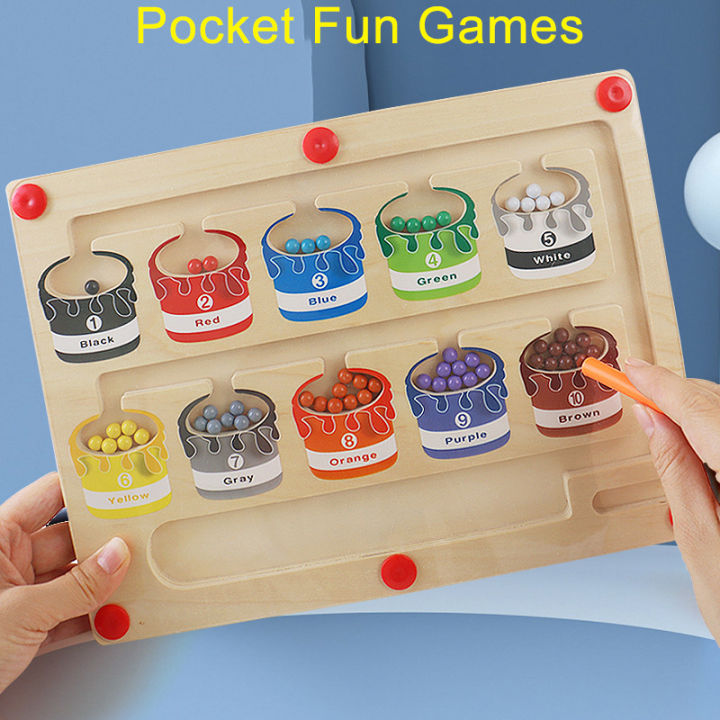 Magnetic Color and Number Maze Montessori Fine Motor Skills Toys Wooden ...