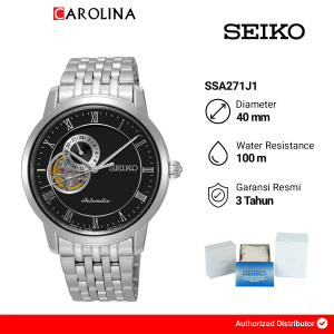 Jam Tangan Pria Seiko Automatic SSA271J1 Open Heart Black Dial Stainless Steel Strap