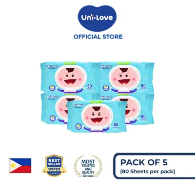 UniLove Unscented Baby Wipes 80s Pack of 5
