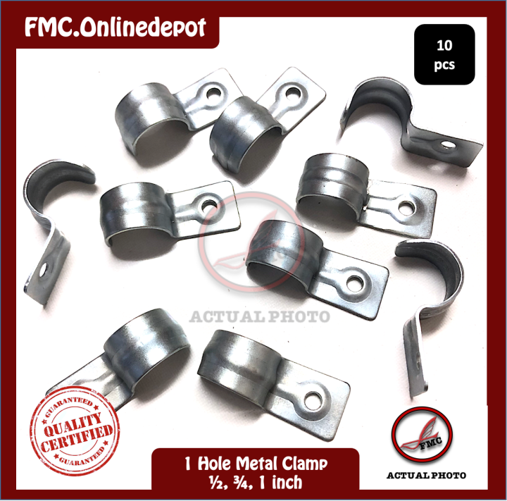 (10 pcs) 1 hole 1/2 or 3/4 inch Metal Clamp / Straps for pipes or