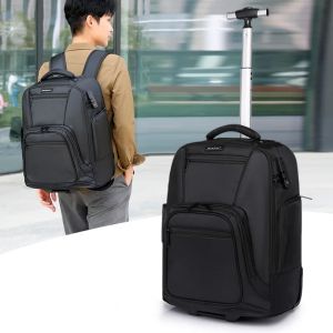 Premium 19" Trolley Laptop Backpack Bag 2 Wheels Cabin Travel Luggage Bag Waterproof For Men Women College School Student (SG Stock)