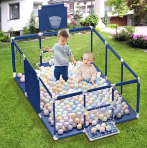 For Children Safety Foldable Ball Pool Baby Fence with Basketball Ring Accommodate Multiple People Kids