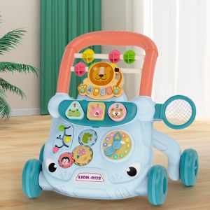 WARM STOP Cartoon Baby Walker Trolley Anti Rollover Sliding Musical Baby Push Walker Puzzle Toys Multiple Activities Toddler Trolley Early Education