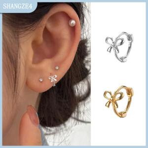 【SHANGZE4】 1Pair Korean Style Simple Bowknot Small Studs Earrings Fashion Exquisite Bow Ear Hoop For Women Ear Jewelry Accessories
