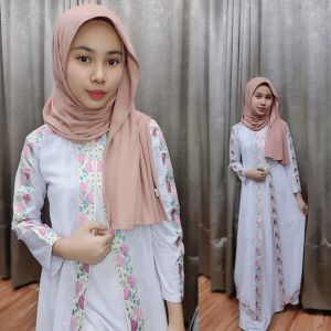 Gamis abaya Arab Remaja Series Model Terbaru Jersey Bordir Ceruty Depan