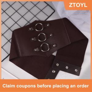 【ZTOYL】 เข็มขัดรัดทรงแบบกอธิคแฟชั่นเข็มขัดสามหัวพร้อมหมุดสีดำเข็มขัด waspie ยืดหยุ่นสำหรับผู้หญิงพังก์ที่สมบูรณ์แบบสำหรับเสื้อโค้ท