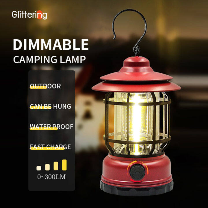 Outdoor Retro Campsite Camp Lantern Rechargeable Hanging Camping Light ...