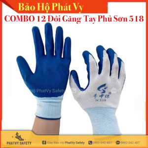 COMBO 12 ĐÔI Găng Tay Lao Động Phủ Sơn Đen 518 Giá Rẻ Găng Tay Tráng Sơn Đen Găng Tay Chống Trơn TrượtGăng tay bảo hộ giá rẻ