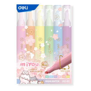 Deli Highlighter / Highligther Warna Pastel Macaroon Isi 6 Warna Design Miyou EU12-6C