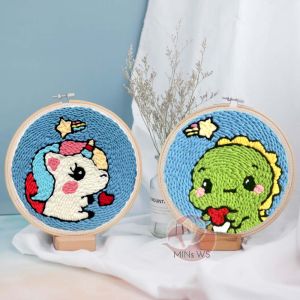 【MINs WS】Punch Needle Art with Frame DIY Poke Embroidery Art Children Adult Fun Art / Adjustable Punch Pen 手工品戳戳绣