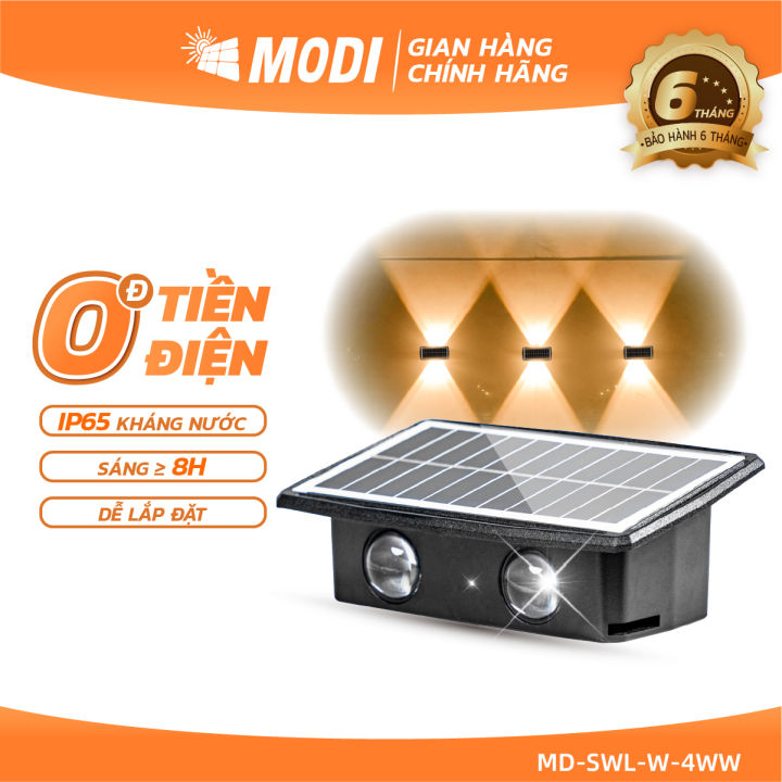 Đèn Hắt Tường Năng Lượng Mặt Trời MODI SOLAR, Đèn Led Gắn Tường Năng Lượng Mặt Trời  Chống Nước IP65 Ngoài Trời