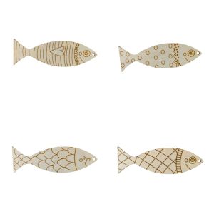 ECOCOKU 40PCS Unfinished Wooden Fish Cutouts Sea Animal Blank Fish Shape Wood Slice Kids Drawing Toys Handmade Fish Hanging Ornament Home Decor