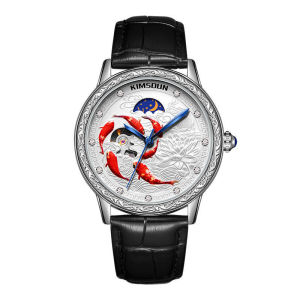 2022 Đồng Hồ Cơ Tự Động Nổi Koi Rỗng Mới Đồng Hồ Mặt Trăng Đồng Hồ Nam Chống Nước Đồng Hồ Đơn Giản