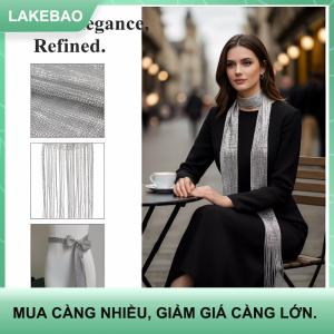 【LAKEBAO】 Fringe tua vải khăn dài màu rắn flowy vành đai Sash CAPE cho phụ nữ kỳ nghỉ bên nhìn