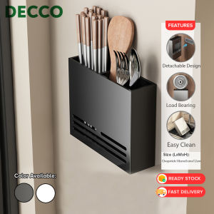 DECCO Multifunctional Kitchen Wall Mounted Knife Rack Storage Organizer Chopstick And Spoon Holder Household Non Punching Draining Rack Rak Pisau Penyimpanan Penyusun Penyepit Dan Pemegang Sudu - Fulfilled by DECCO SHOP