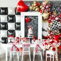 Black And White Square Foil Balloons Wall Backdrop Double Sided Balloon Arch Garland Kit for Anniversary Bachelorette Birthday Engagement Bridal Baby Shower Party Decorations. 