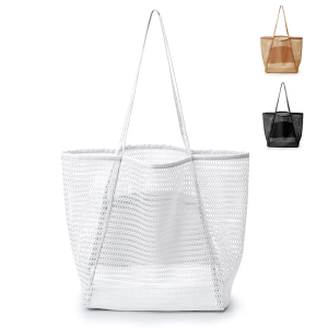 YAHOO Mesh Beach Tote Bag for Women Big Capacity Shoulder Handbags Pool Bag for Beach Swimming Pools Travel Shopping Picnic -1PCS