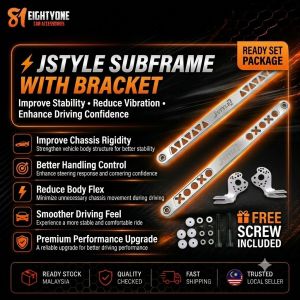 J Style 2 Universal Car Subframe | Upgrade Handling & Stability | Helps Strengthen Suspension Setup | Multi-Model PNP / Custom | 1 Complete Set + FREE Screws | Racing Style | Vios City Myvi Axia Jazz Alza Iriz Saga VVT Persona & More