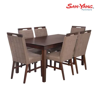 San-Yang Furniture Dining Set 6-Seater Brown Fabric 300089