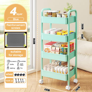 3/4 Tier Carbon steel Trolley Multipurpose Home Storage Rack Kitchec Rack Kitchen Organizers Cheap storage rack 推车置物架