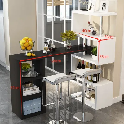 Modern Compact Bar Counter with Wine Storage and Backdrop Shelf