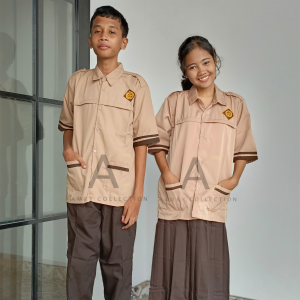 Pramuka Siaga SD Lengan Pendek Baju Atasan Anak Cewe Cowo Pramuka Siaga Seragam Sekolah AMRYCOLLECTION