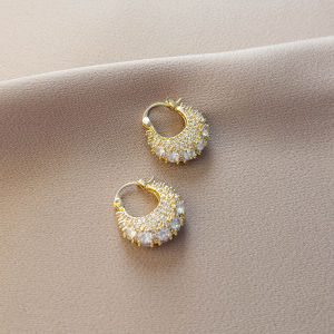 Fashionable Ring Gift 闪钻耳圈 新款爆款小众设计感高级感耳环轻奢气质秋冬耳饰坠女