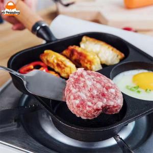 Premium Cast Iron Egg Pan 3-Cup Nonstick Frying Pan with Heat-Resistant Handle for Efficient Cooking
