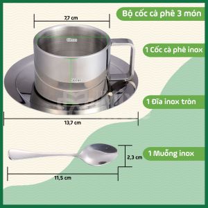 Bộ cốc ly uống trà cà phê 200ml cách nhiệt inox 304 phong cách Châu Âu sang trọng Mixmore