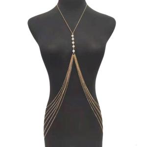 Bikini Ngực Chuỗi Đối với phụ nữ Ngọc Trai Tua Vai chuỗi Vòng Cổ Chuỗi dây đeo trên người câu lạc bộ đêm Cơ Thể Cho Trang Phục Chính Thức