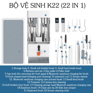 Bộ Dụng Cụ Vệ Sinh 20 In 1 - Vệ Sinh Laptop/Máy tính/Bàn Phím/Tai Nghe Airpod/Máy Ảnh - Cao Cấp - Đa Năng