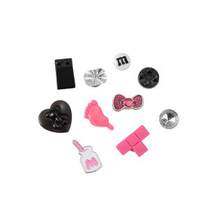 10ชิ้น Crocs แบบมีรูพรุนที่มีรูพรุนที่มีเสน่ห์รองเท้าลายสลักเพชรที่ถอดออกได้แต่งด้วยหัวเข็มขัด3D สำหรับ Crocs