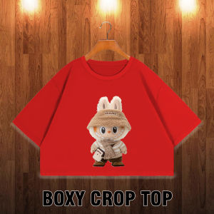 GET FASHION CROP TOP OVERSIZE LABUBU / CROP TOP BOXY LABUBU / T SHIRT CROP / BASIC CROP / LABUBU