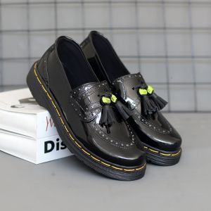 Sepatu Pantofel Formal PDH Kulit Lark Kilap Sintetic Premium Docmart Smile Bones Glossy Spesial Loafers Slip On Mengkilap Kerja Pria Modern