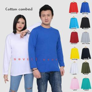 Noveli wear - Kaos polos pria lengan panjang cotton combed | atasan baju kaos seragaman polos