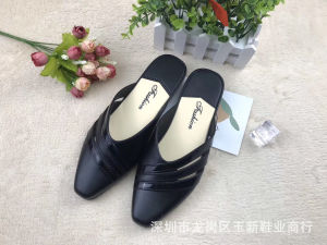 [Free Shipping] Korean-Style New Comfortable Sandals Simple Pointed-Toe Chunky-Heel Slippers Casual WomenS Sandals