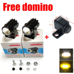 mini motorcycle headlight/waterproof small spotlight mini driving low beam switch LED bulb two-color