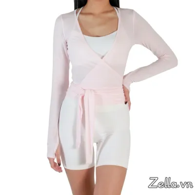 Women´s Ballet Wrap Tops Solid Stylish V Neck Long Sleeve Workout T-Shirt for Sports