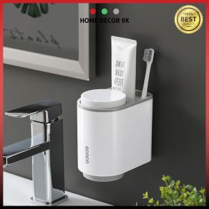 Bộ Cốc Đựng Bàn Chải Đánh Răng Cốc Đựng Nước Xúc Miệng Dán Tường Loại Xịn