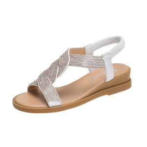 Free Shipping Summer New Rhinestone Student Elastic Strap Casual WomenS Versatile Roman Sandals