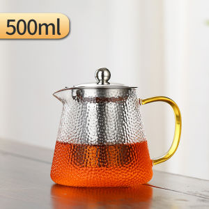 Ấm Bình Thủy Tinh Họa Tiết Vẩy Cá Có Lõi Lọc Inox 304 Dùng Pha Các Loại Trà